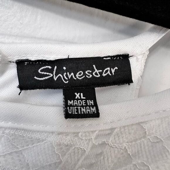 Shinestar Lace Sheer Lined Sleeveless Side Slit Boho Maxi Dress White Size XL - Picture 4 of 4